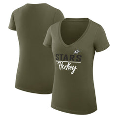 Dallas Stars G-III 4Her by Carl Banks Women's Super-Slim Fit Lightweight Team Sport V-Neck T-Shirt Olive