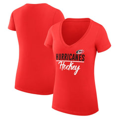 Carolina Hurricanes G-III 4Her by Carl Banks Women's Super-Slim Fit Lightweight Graphic V-Neck T-Shirt Red