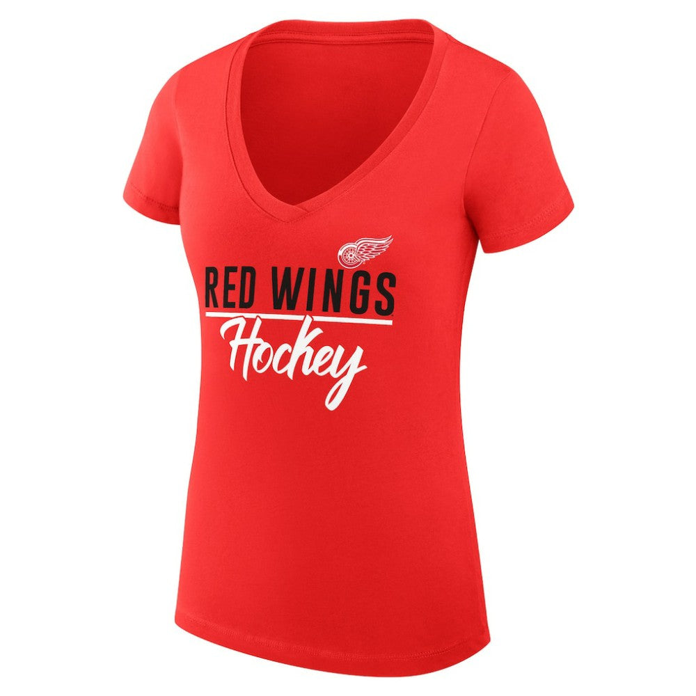 Detroit Red Wings G-III 4Her by Carl Banks Women's Super-Slim Fit Lightweight Graphic V-Neck T-Shirt Red