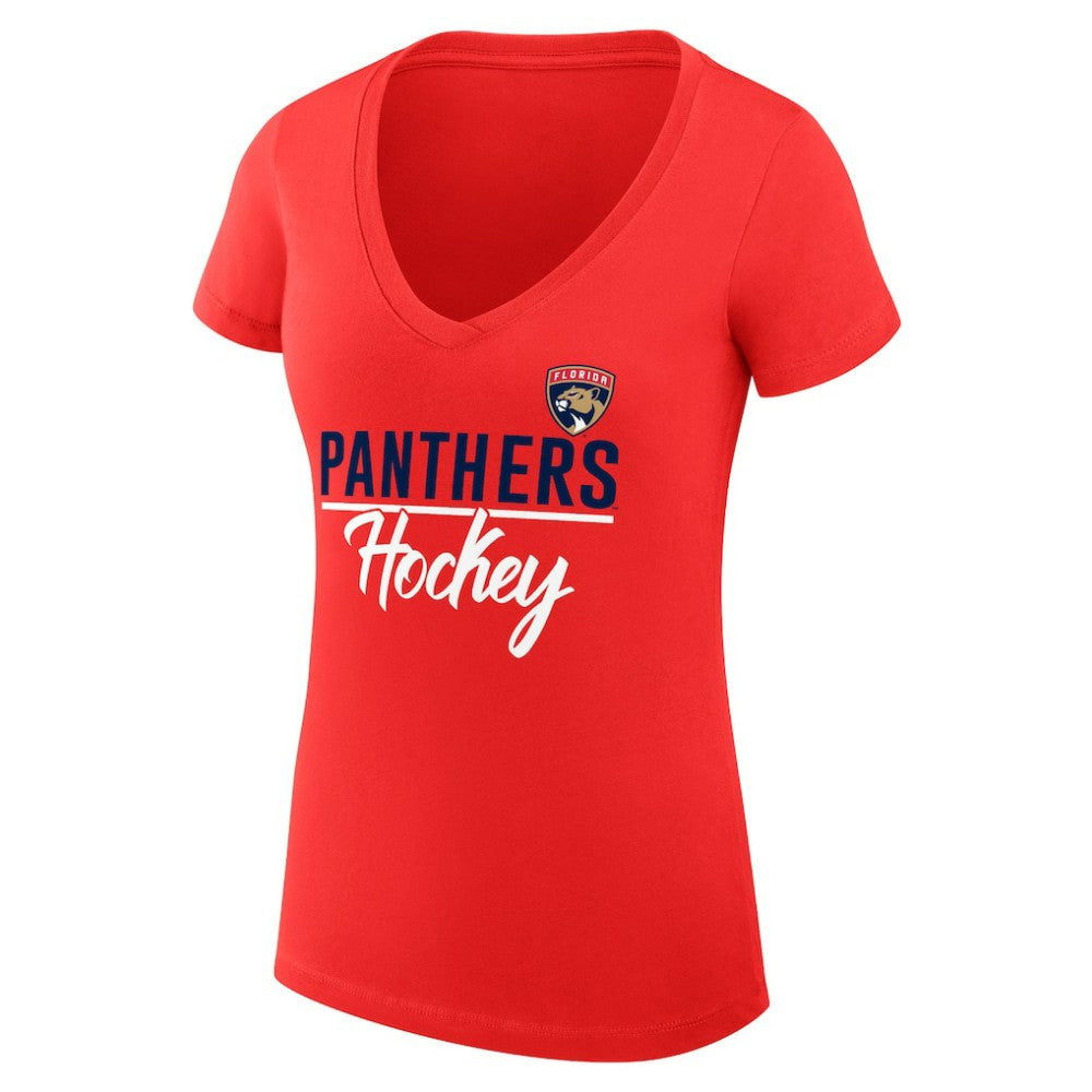 Florida Panthers G-III 4Her by Carl Banks Women's Super-Slim Fit Lightweight Graphic V-Neck T-Shirt Red