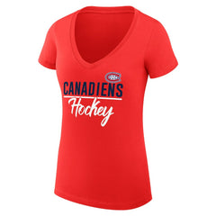 Montreal Canadiens G-III 4Her by Carl Banks Women's Super-Slim Fit Lightweight Graphic V-Neck T-Shirt Red