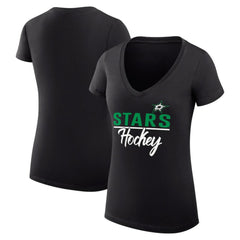 Dallas Stars G-III 4Her by Carl Banks Women's Super-Slim Fit Lightweight Graphic V-Neck T-Shirt Black