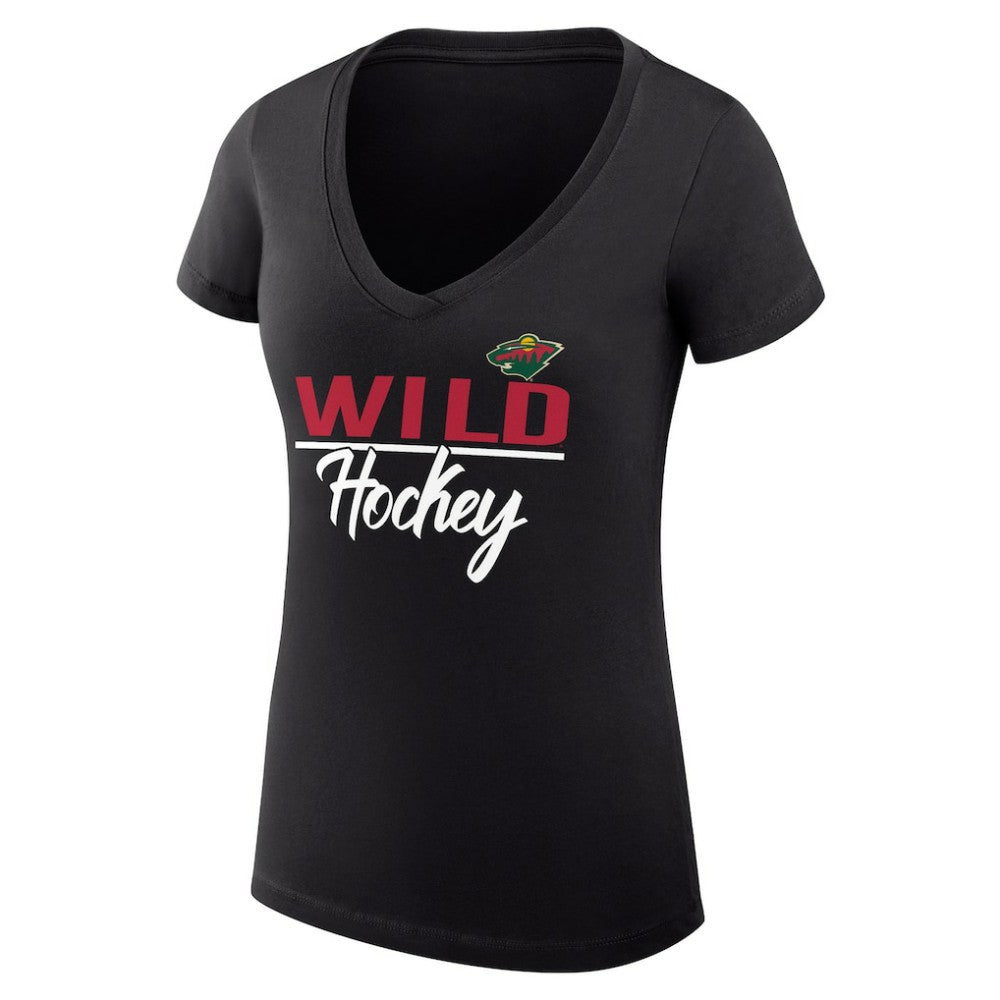 Minnesota Wild G-III 4Her by Carl Banks Women's Super-Slim Fit Lightweight Graphic V-Neck T-Shirt Black
