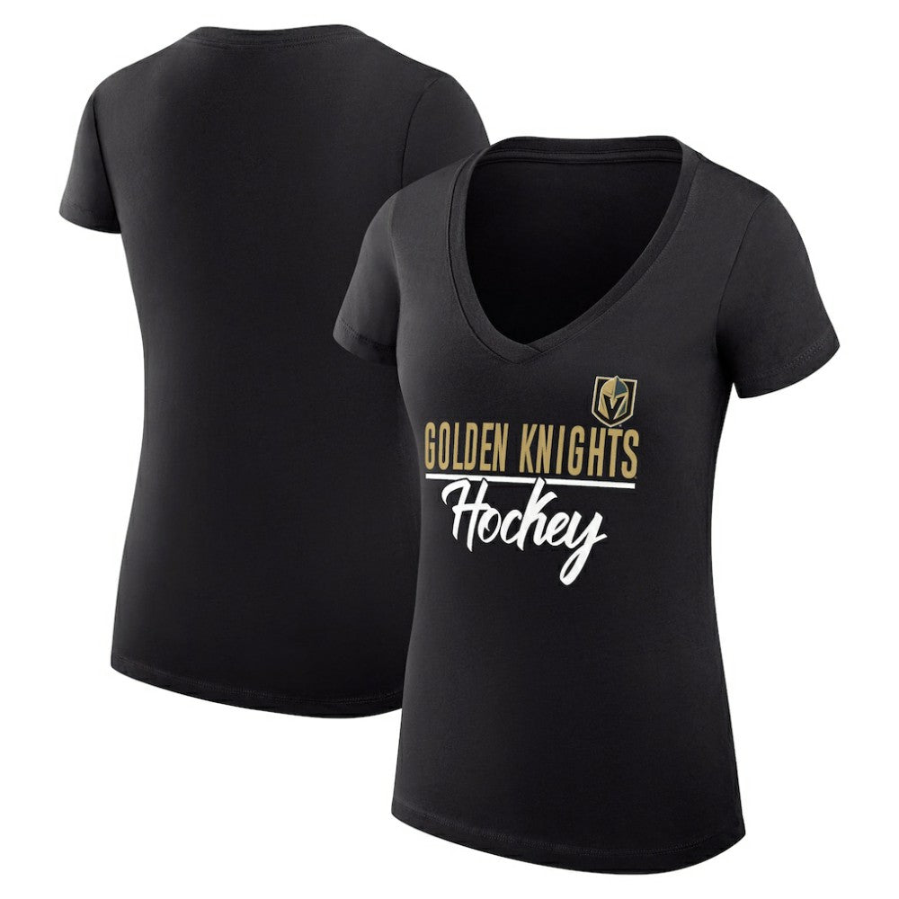 Vegas Golden Knights G-III 4Her by Carl Banks Women's Super-Slim Fit Lightweight Graphic V-Neck T-Shirt Black