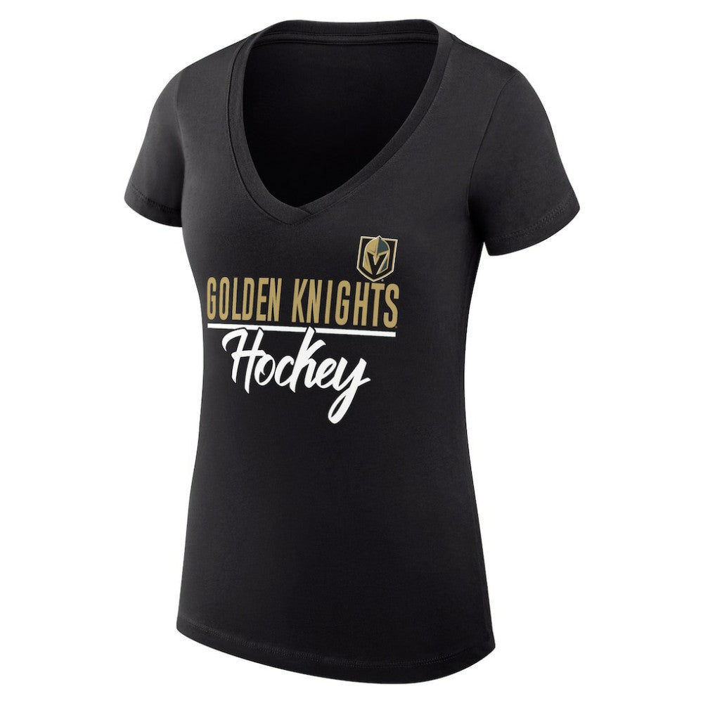 Vegas Golden Knights G-III 4Her by Carl Banks Women's Super-Slim Fit Lightweight Graphic V-Neck T-Shirt Black