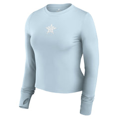 Houston Astros Women's Studio Fitted Long Sleeve Gym Top  - Light Blue