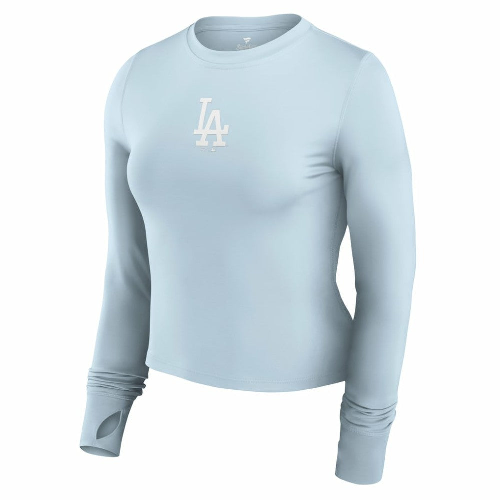 Los Angeles Dodgers Women's Studio Fitted Long Sleeve Gym Top  - Light Blue