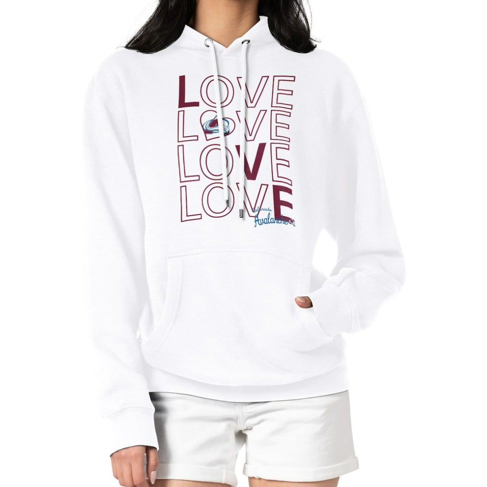 Colorado Avalanche G-III 4Her by Carl Banks Women's Hockey Love Fleece Pullover Hoodie White