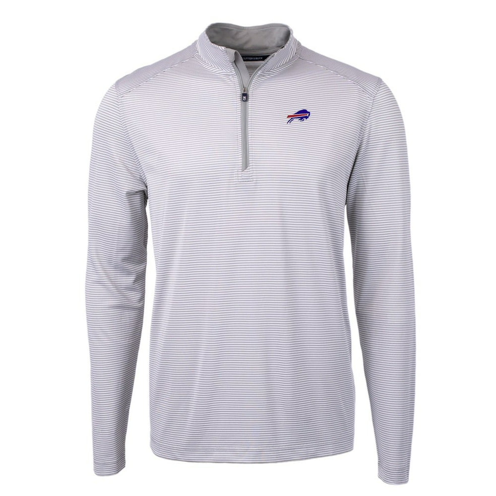 Buffalo Bills Cutter & Buck Virtue Eco Pique Micro Stripe Recycled Quarter-Zip Pullover Top - Gray/White discount
