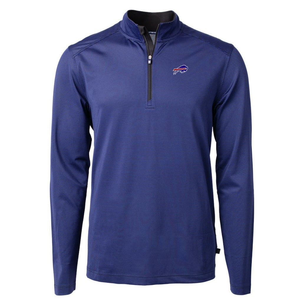 Buffalo Bills Cutter & Buck Virtue Eco Pique Micro Stripe Recycled Quarter-Zip Pullover Top - Royal/Black discount