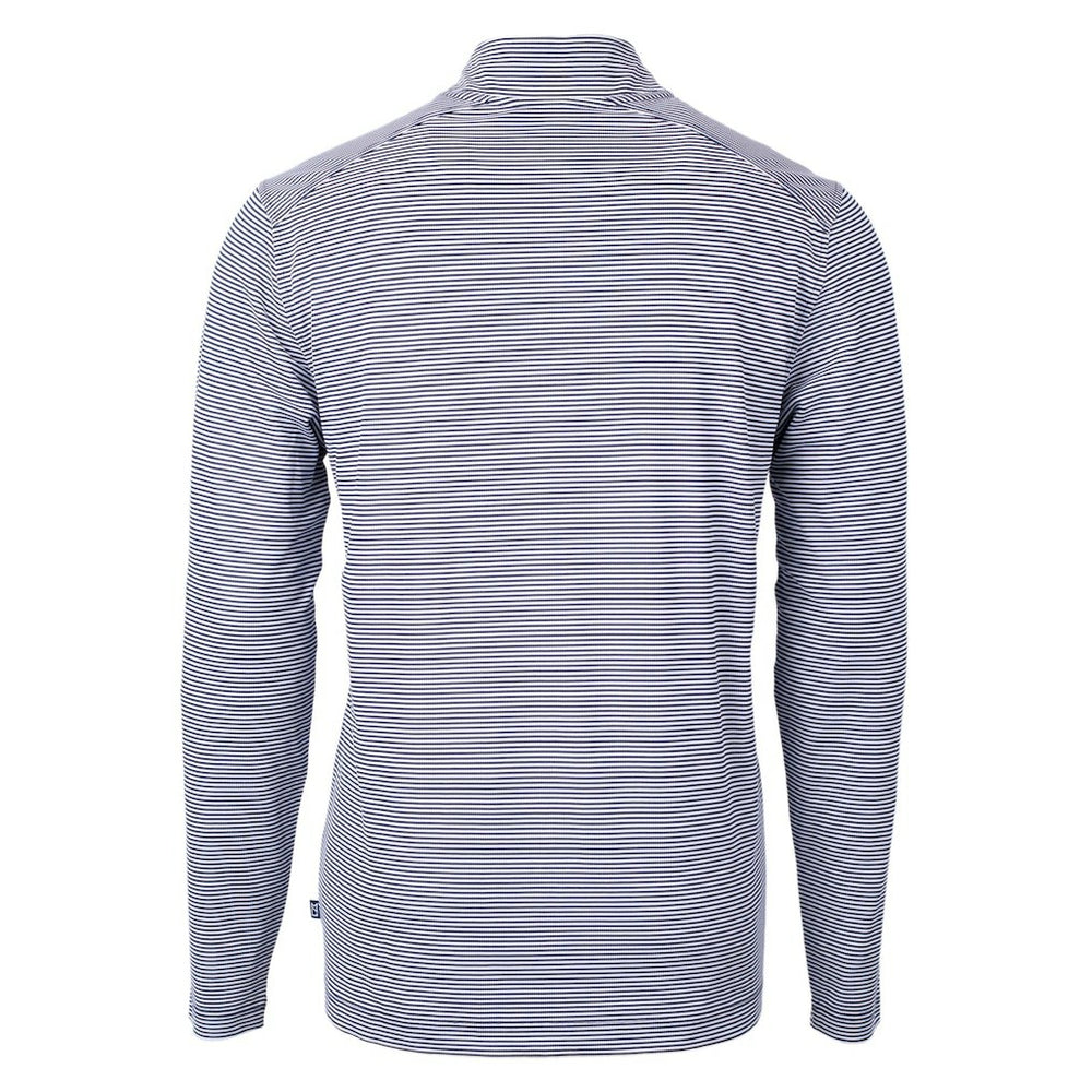 Carolina Panthers Cutter & Buck Virtue Eco Pique Micro Stripe Recycled Quarter-Zip Pullover Top - Navy/White cheap