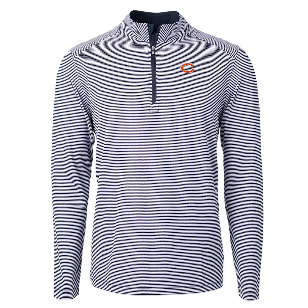 Chicago Bears Cutter & Buck Virtue Eco Pique Micro Stripe Recycled Quarter-Zip Pullover Top - Navy/White cheap