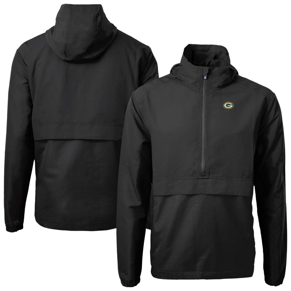 Green Bay Packers Cutter & Buck Charter Eco Recycled Anorak Half-Zip Jacket - Black cheap