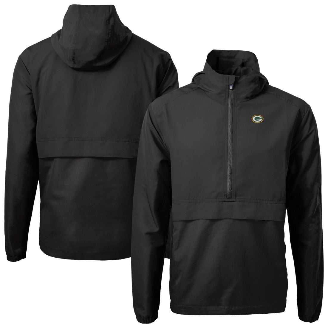 Green Bay Packers Cutter & Buck Charter Eco Recycled Anorak Half-Zip Jacket - Black cheap