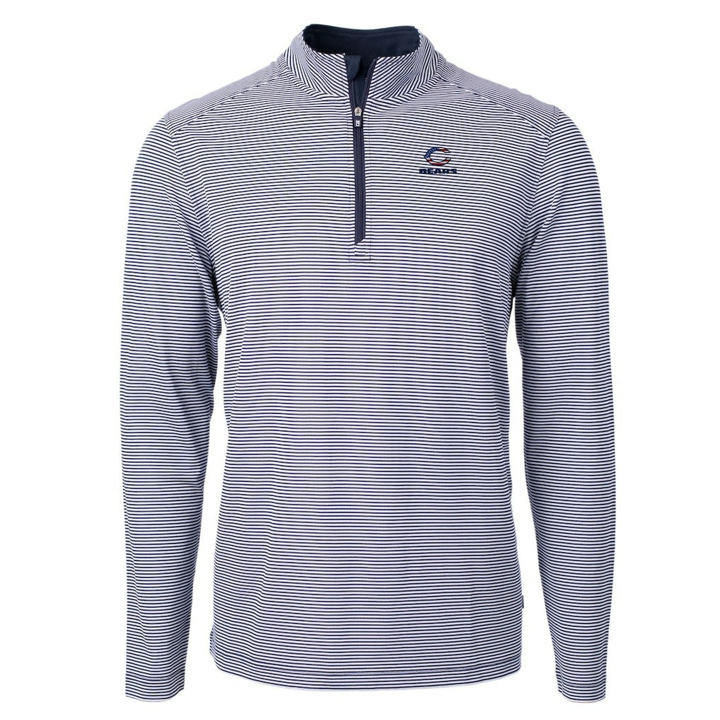 Chicago Bears Cutter & Buck Virtue Eco Pique Micro Stripe Recycled Quarter-Zip Pullover Top - Navy/White sale
