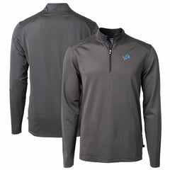 Detroit Lions Cutter & Buck Virtue Eco Pique Micro Stripe Recycled Quarter-Zip Pullover Top - Black/Gray discount