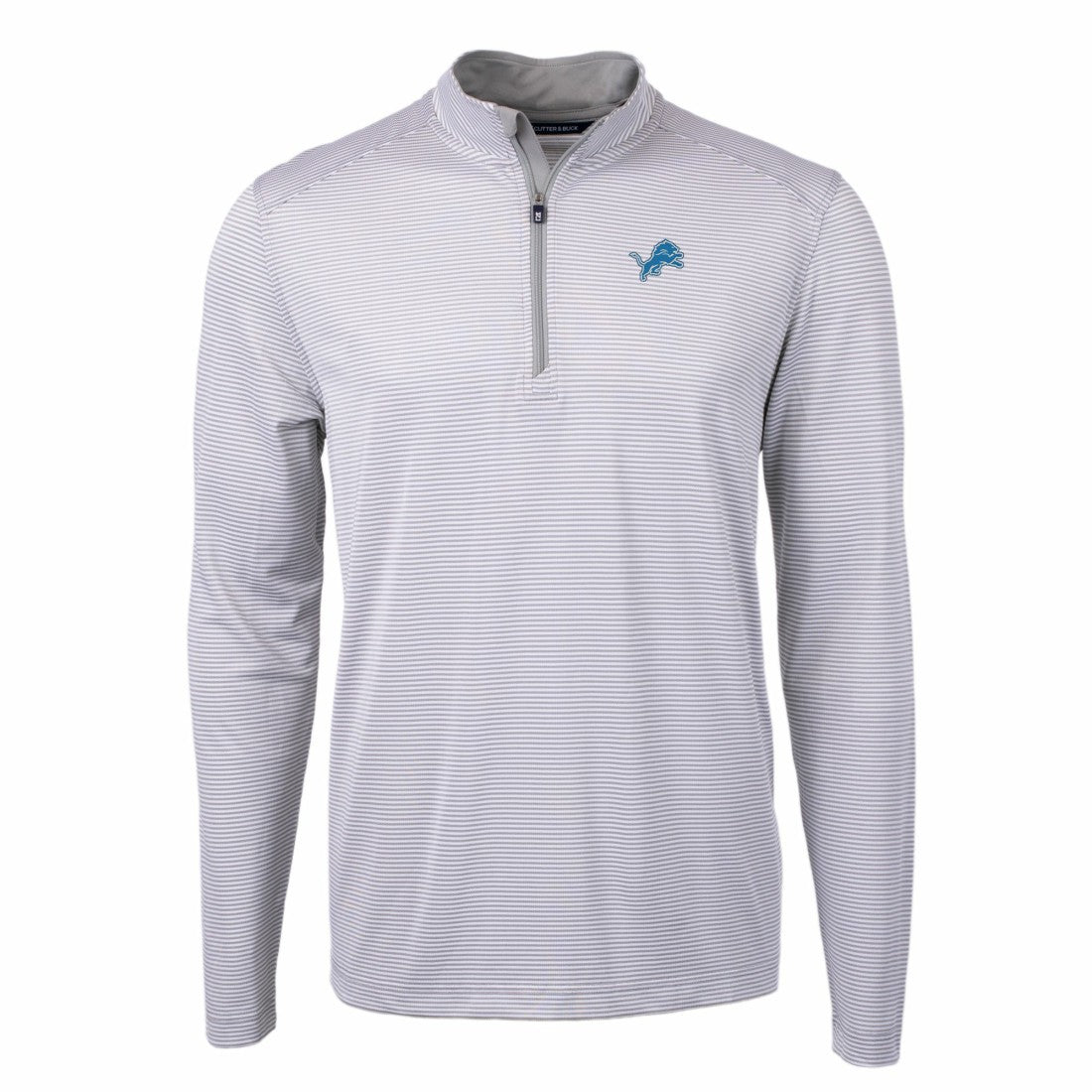 Detroit Lions Cutter & Buck Virtue Eco Pique Micro Stripe Recycled Quarter-Zip Pullover Top - Gray/White for sale