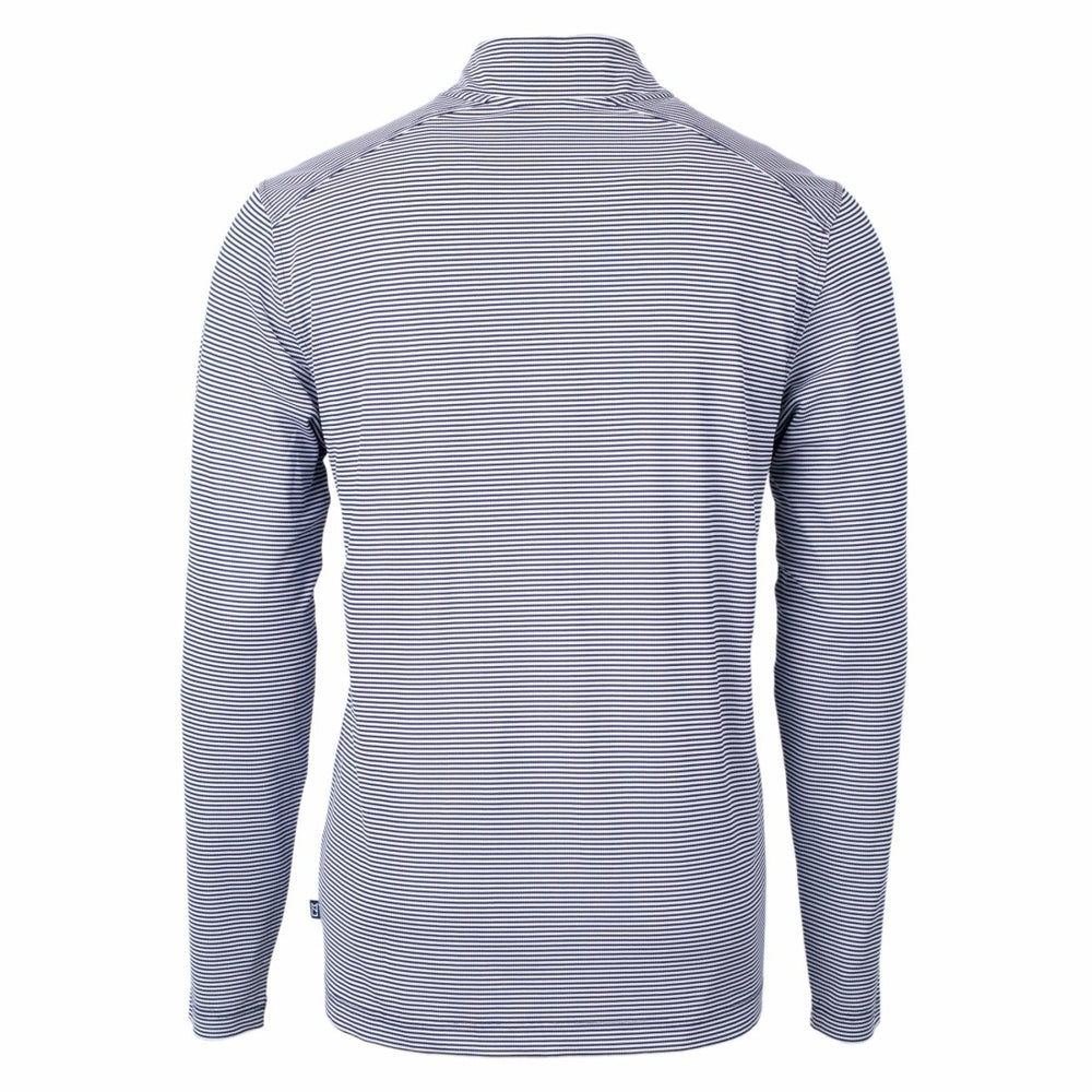 Detroit Lions Cutter & Buck Virtue Eco Pique Micro Stripe Recycled Quarter-Zip Pullover Top - Navy/White for sale