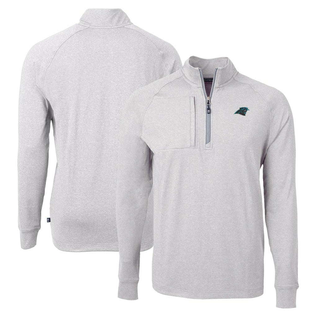 Carolina Panthers Cutter & Buck Adapt Eco Knit Quarter-Zip Pullover Top - Heather Gray outlet