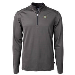 Green Bay Packers Cutter & Buck Virtue Eco Pique Micro Stripe Recycled Quarter-Zip Pullover Top - Black/Gray cheap