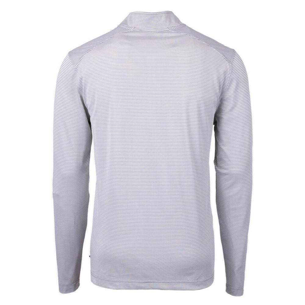 Green Bay Packers Cutter & Buck Virtue Eco Pique Micro Stripe Recycled Quarter-Zip Pullover Top - Gray/White for sale