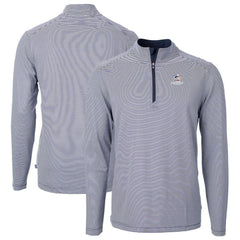 Green Bay Packers Cutter & Buck Virtue Eco Pique Micro Stripe Recycled Quarter-Zip Pullover Top - Navy/White outlet