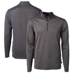 Indianapolis Colts Cutter & Buck Virtue Eco Pique Micro Stripe Recycled Quarter-Zip Pullover Top - Black/Gray outlet