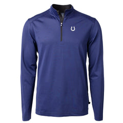 Indianapolis Colts Cutter & Buck Virtue Eco Pique Micro Stripe Recycled Quarter-Zip Pullover Top - Royal/Black online