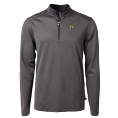 Jacksonville Jaguars Cutter & Buck Virtue Eco Pique Micro Stripe Recycled Quarter-Zip Pullover Top - Black/Gray outlet