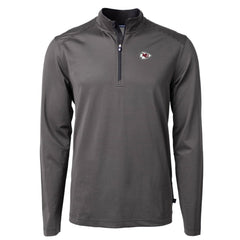 Kansas City Chiefs Cutter & Buck Virtue Eco Pique Micro Stripe Recycled Quarter-Zip Pullover Top - Black/Gray for sale