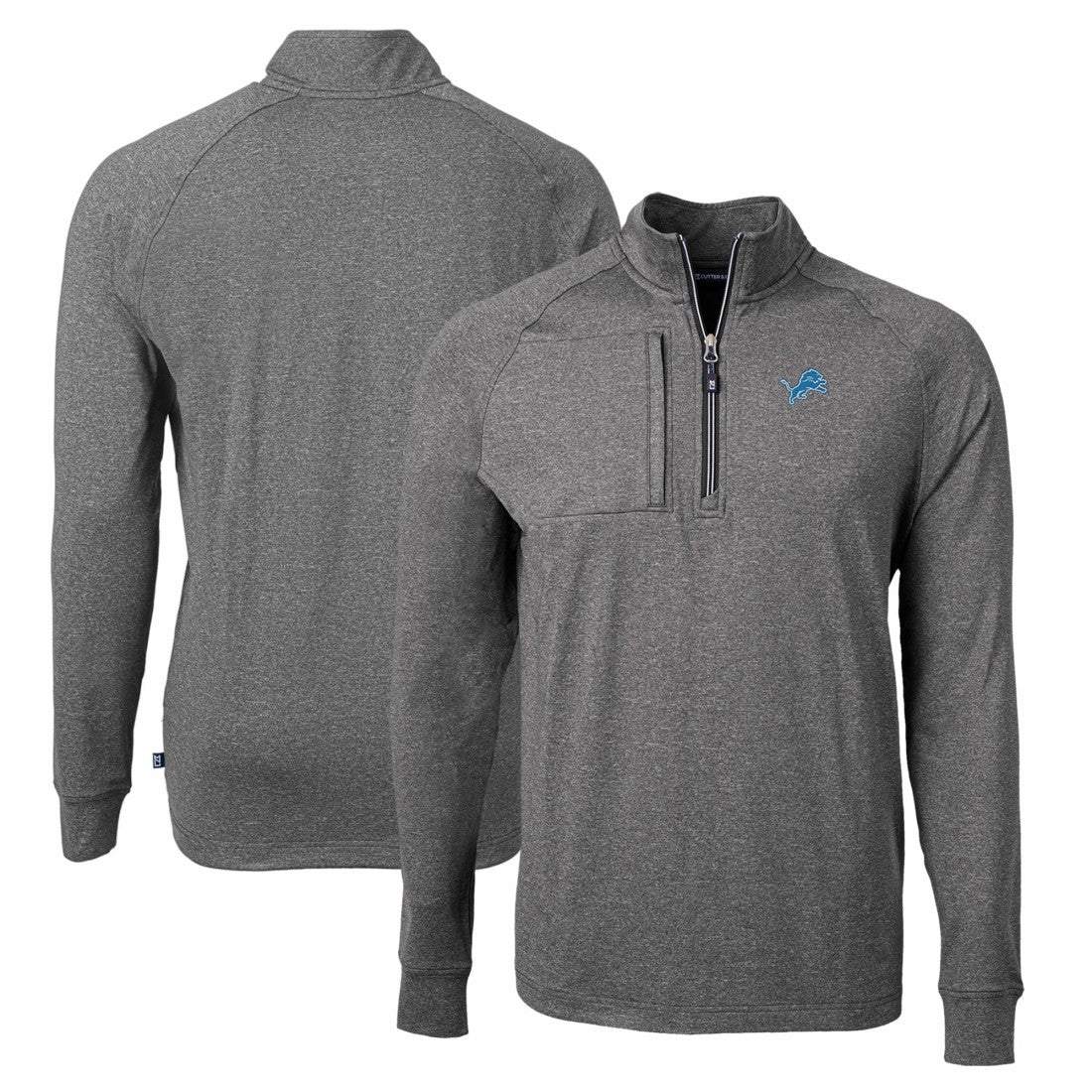 Detroit Lions Cutter & Buck Adapt Eco Knit Quarter-Zip Pullover Top - Heather Black online