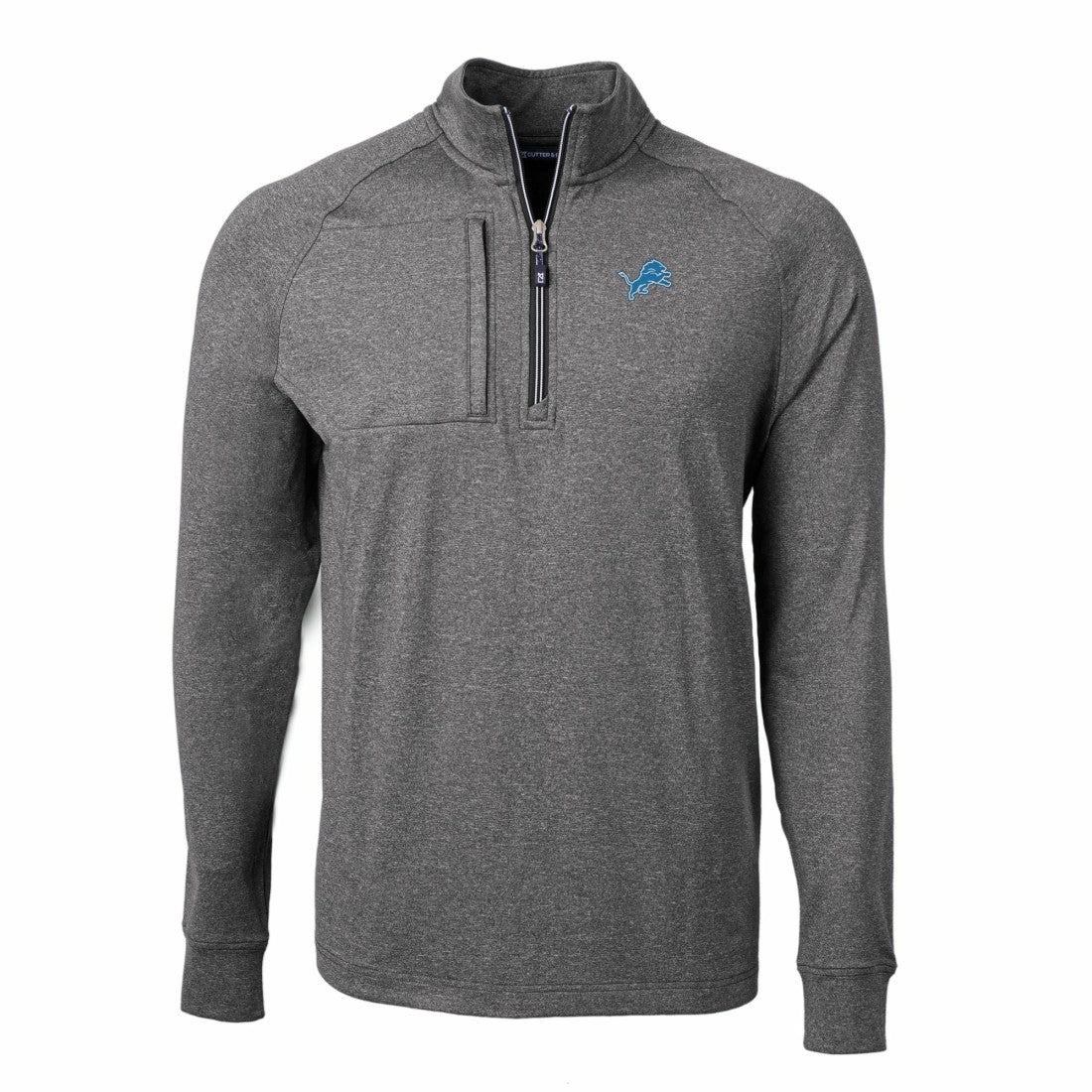 Detroit Lions Cutter & Buck Adapt Eco Knit Quarter-Zip Pullover Top - Heather Black online