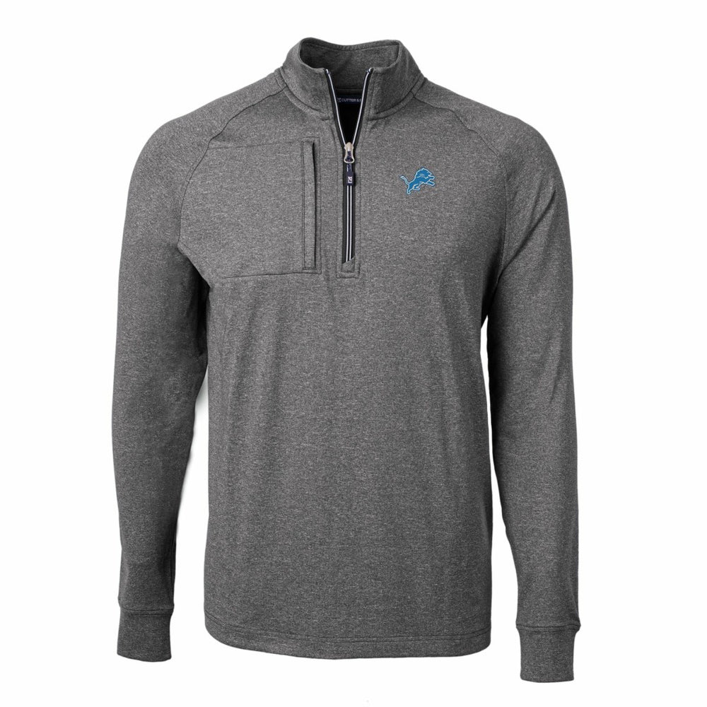 Detroit Lions Cutter & Buck Adapt Eco Knit Quarter-Zip Pullover Top - Heather Black online
