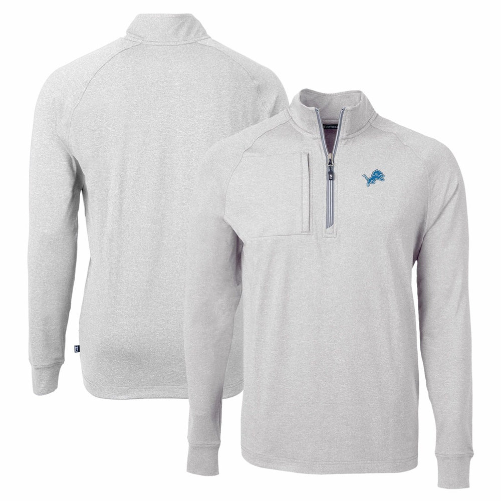 Detroit Lions Cutter & Buck Adapt Eco Knit Quarter-Zip Pullover Top - Heather Gray for sale
