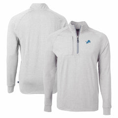 Detroit Lions Cutter & Buck Adapt Eco Knit Quarter-Zip Pullover Top - Heather Gray for sale