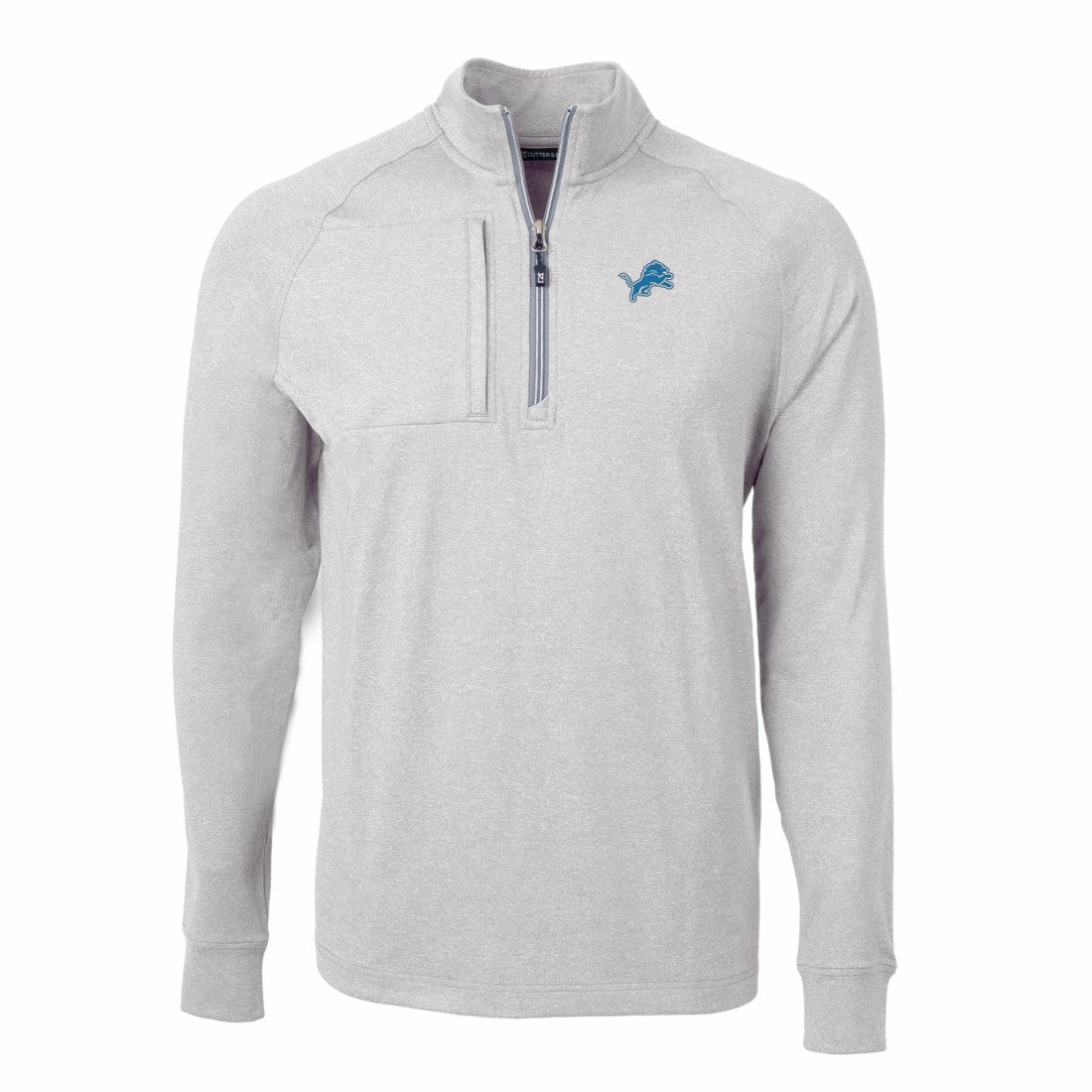 Detroit Lions Cutter & Buck Adapt Eco Knit Quarter-Zip Pullover Top - Heather Gray for sale