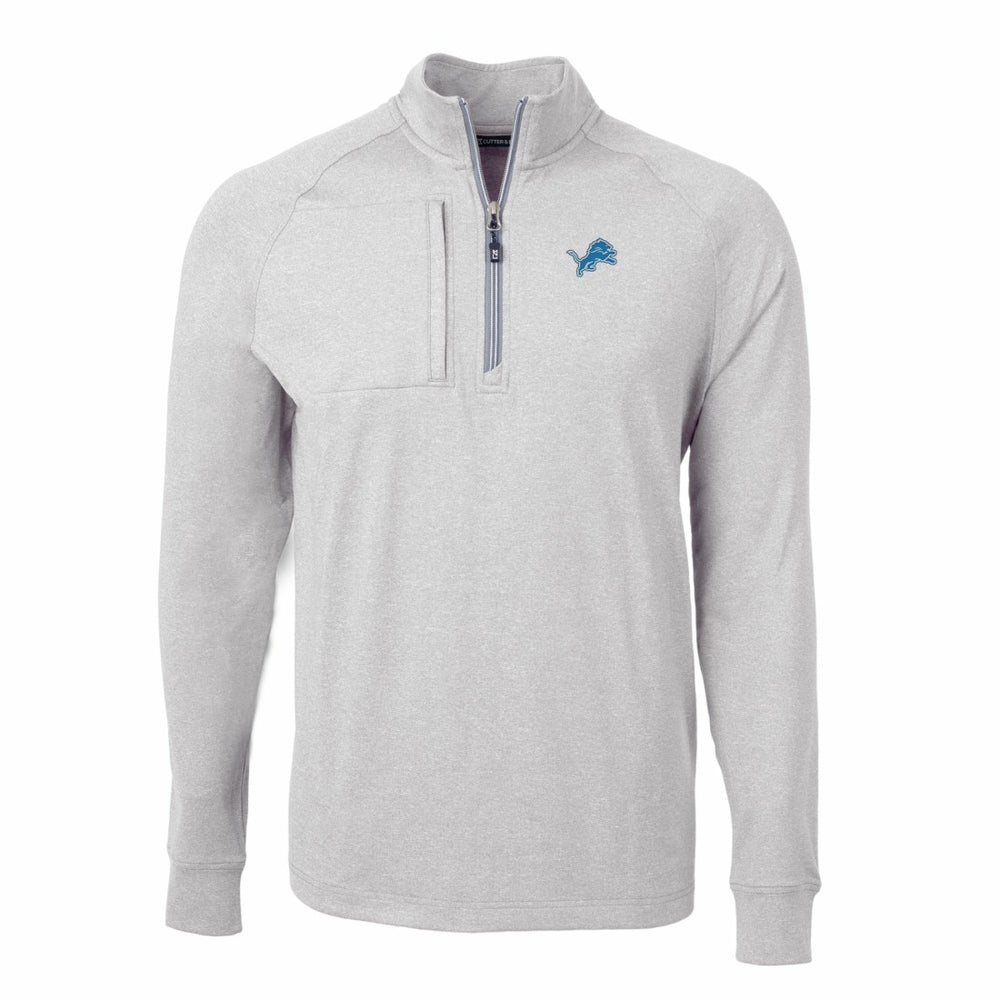 Detroit Lions Cutter & Buck Adapt Eco Knit Quarter-Zip Pullover Top - Heather Gray for sale