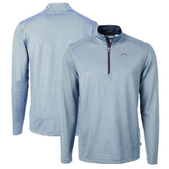 Los Angeles Chargers Cutter & Buck Virtue Eco Pique Micro Stripe Recycled Quarter-Zip Pullover Top - Powder Blue/Navy on sale