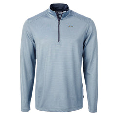 Los Angeles Chargers Cutter & Buck Virtue Eco Pique Micro Stripe Recycled Quarter-Zip Pullover Top - Powder Blue/Navy on sale