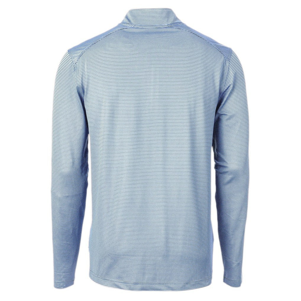 Los Angeles Chargers Cutter & Buck Virtue Eco Pique Micro Stripe Recycled Quarter-Zip Pullover Top - Powder Blue/Navy on sale