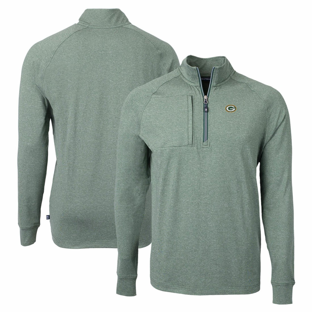 Green Bay Packers Cutter & Buck Adapt Eco Knit Quarter-Zip Pullover Top - Heather Green cheap