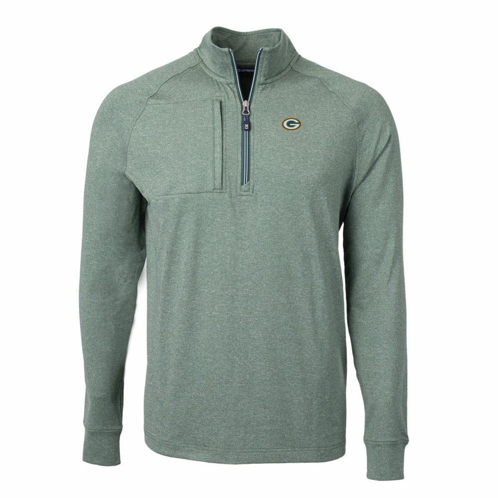 Green Bay Packers Cutter & Buck Adapt Eco Knit Quarter-Zip Pullover Top - Heather Green cheap