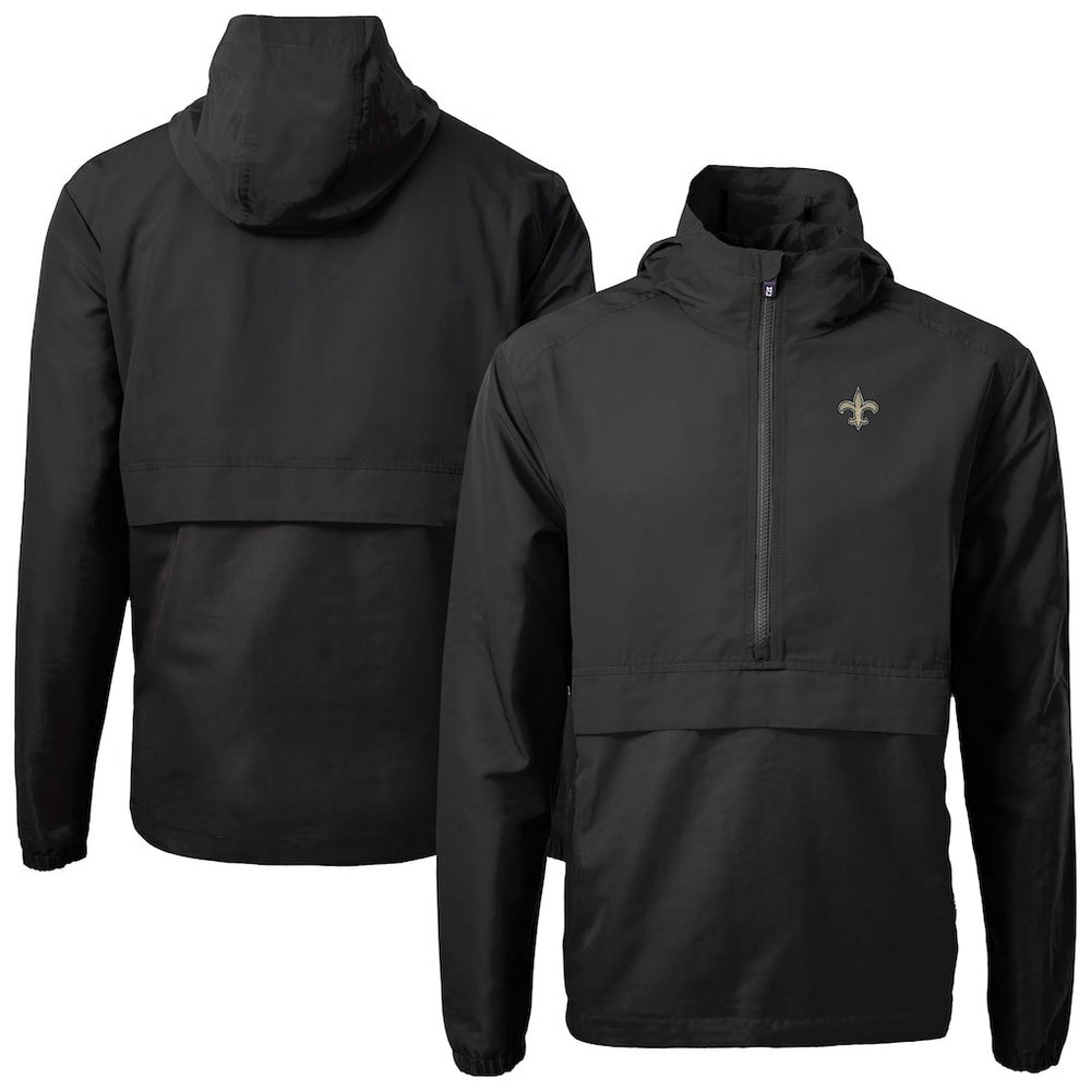 New Orleans Saints Cutter & Buck Charter Eco Recycled Anorak Half-Zip Jacket - Black sale