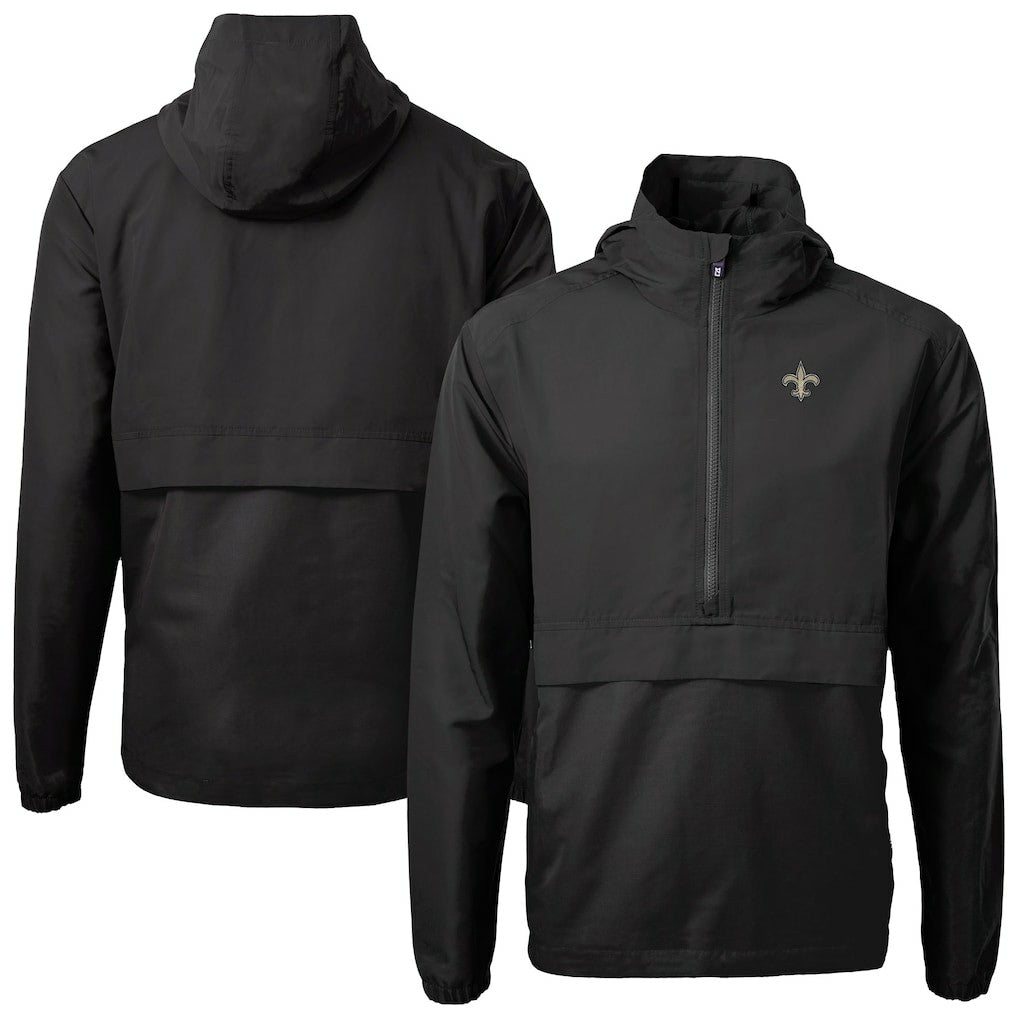 New Orleans Saints Cutter & Buck Charter Eco Recycled Anorak Half-Zip Jacket - Black sale