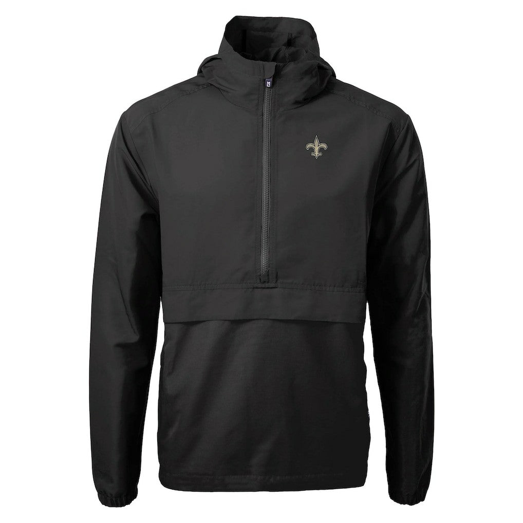 New Orleans Saints Cutter & Buck Charter Eco Recycled Anorak Half-Zip Jacket - Black sale