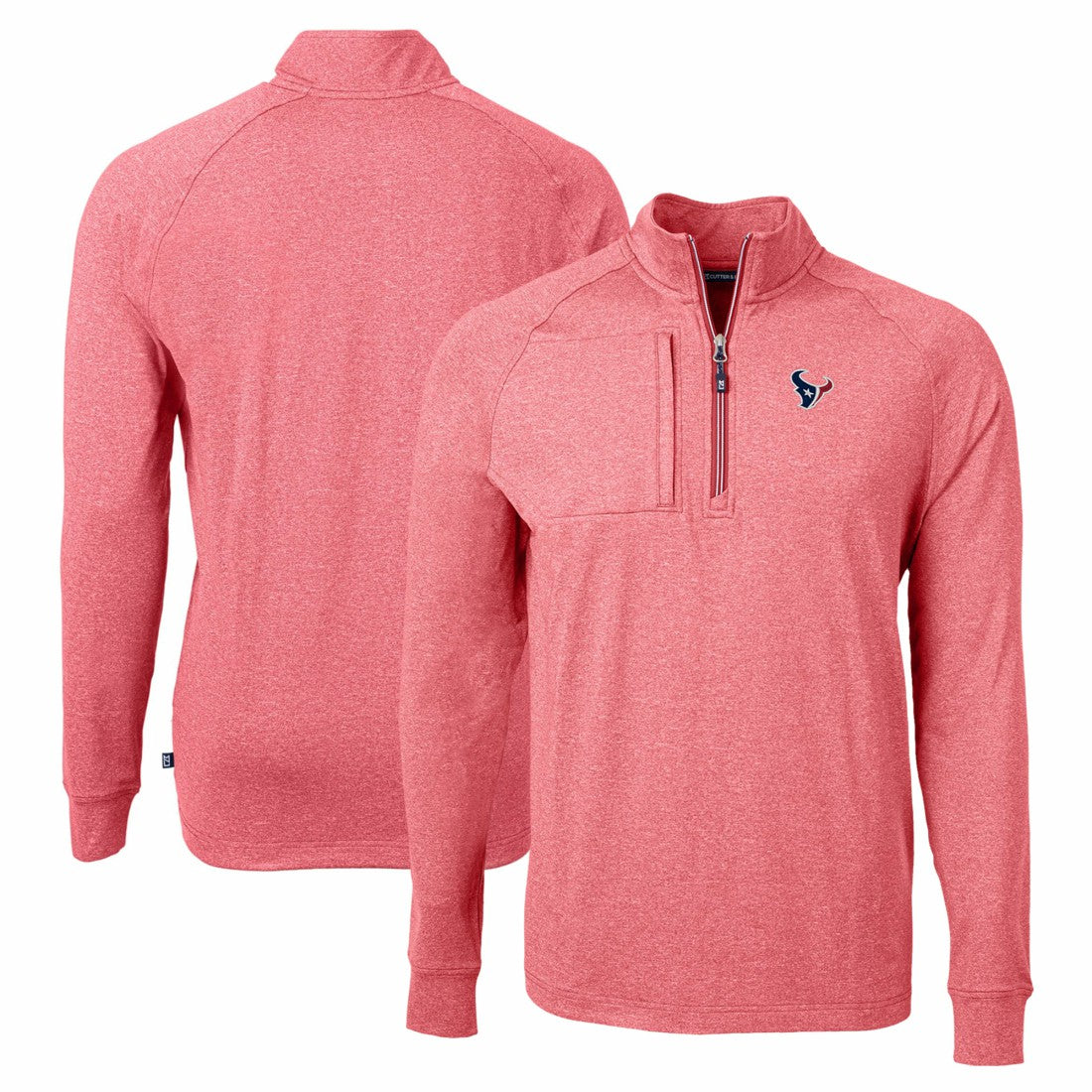 Houston Texans Cutter & Buck Adapt Eco Knit Quarter-Zip Pullover Top - Heather Red online