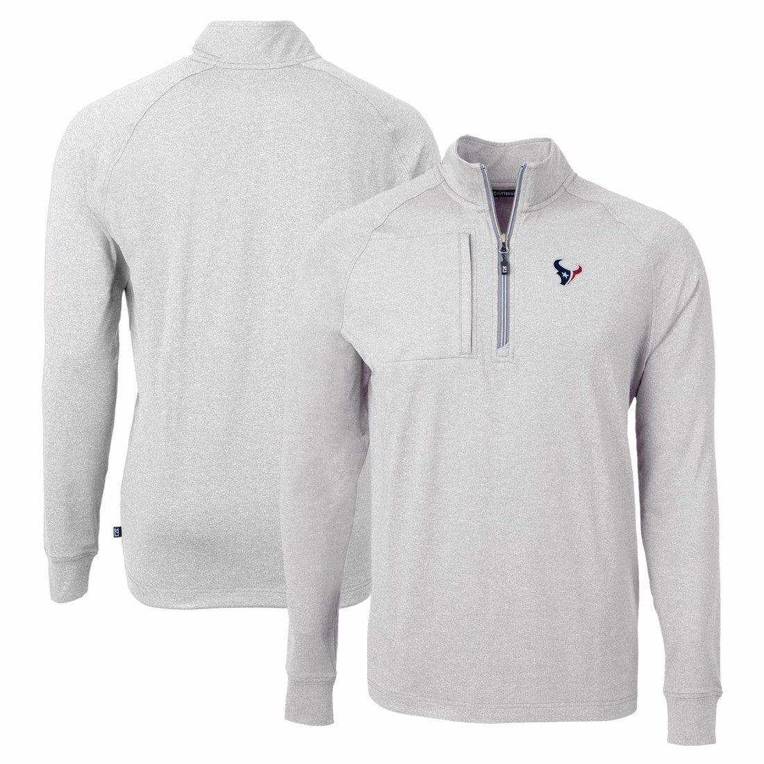 Houston Texans Cutter & Buck Adapt Eco Knit Quarter-Zip Pullover Top - Heather Gray cheap