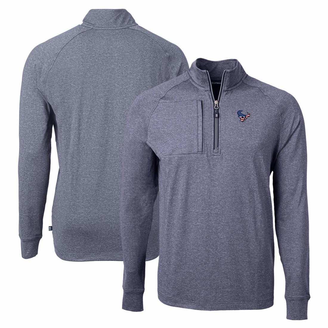 Houston Texans Cutter & Buck Adapt Eco Knit Quarter-Zip Pullover Top - Heather Navy outlet