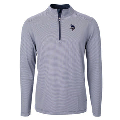 Minnesota Vikings Cutter & Buck Virtue Eco Pique Micro Stripe Recycled Quarter-Zip Pullover Top - Navy/White outlet