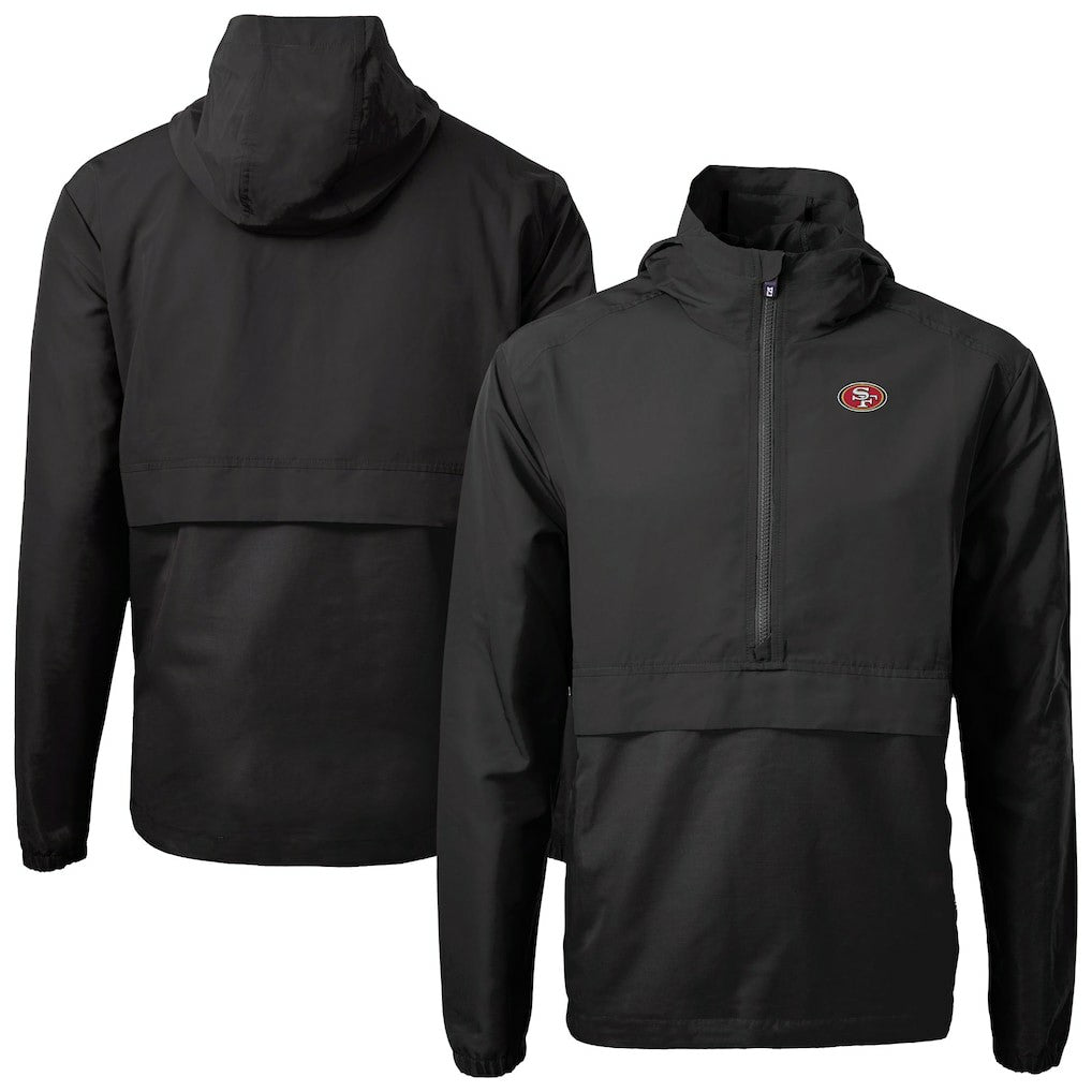 San Francisco 49ers Cutter & Buck Charter Eco Recycled Anorak Half-Zip Jacket - Black cheap